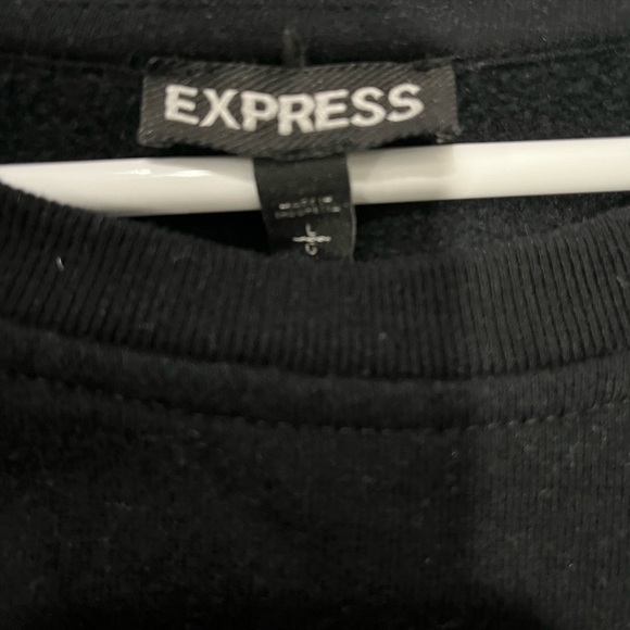 EXPRESS cropped black sweatshirt with white mesh detailing. - Picture 3 of 3